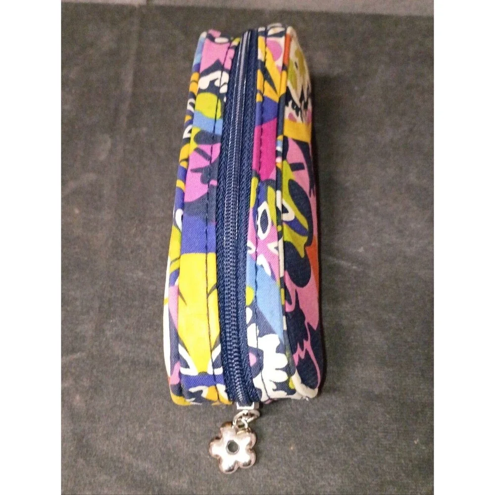 Vera Bradley Navy Floral Print Zip Soft Side Eyeglasses Case/Cosmetic Case